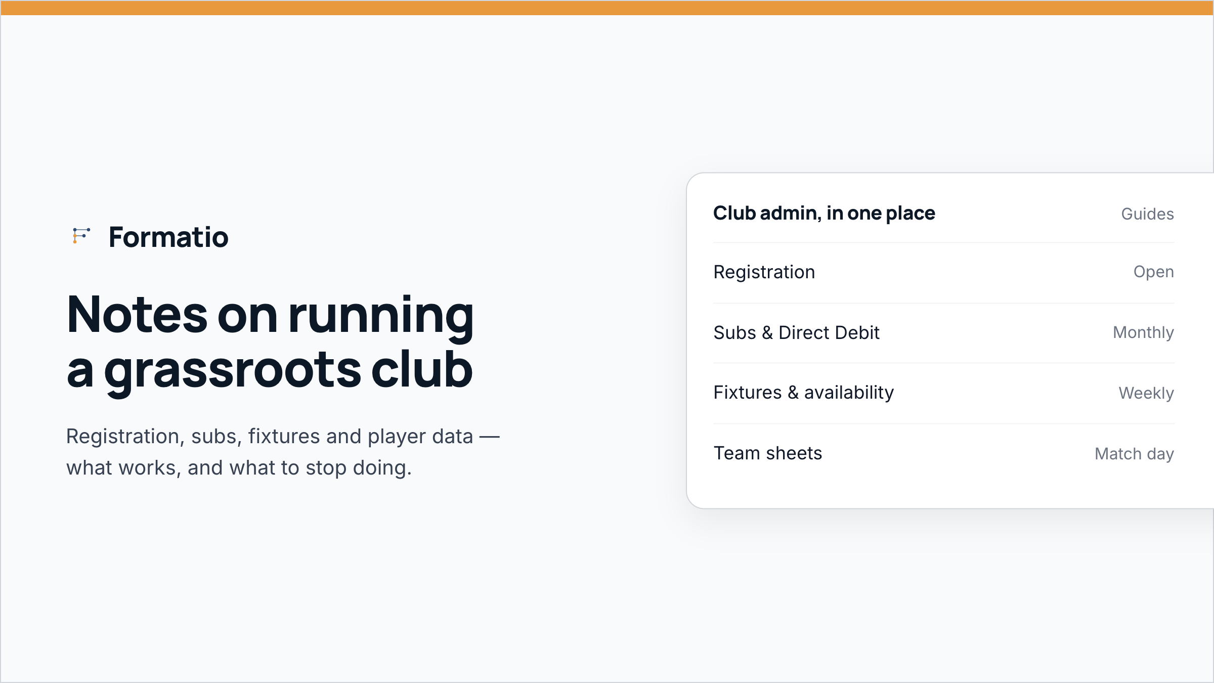 Notes on running a grassroots club