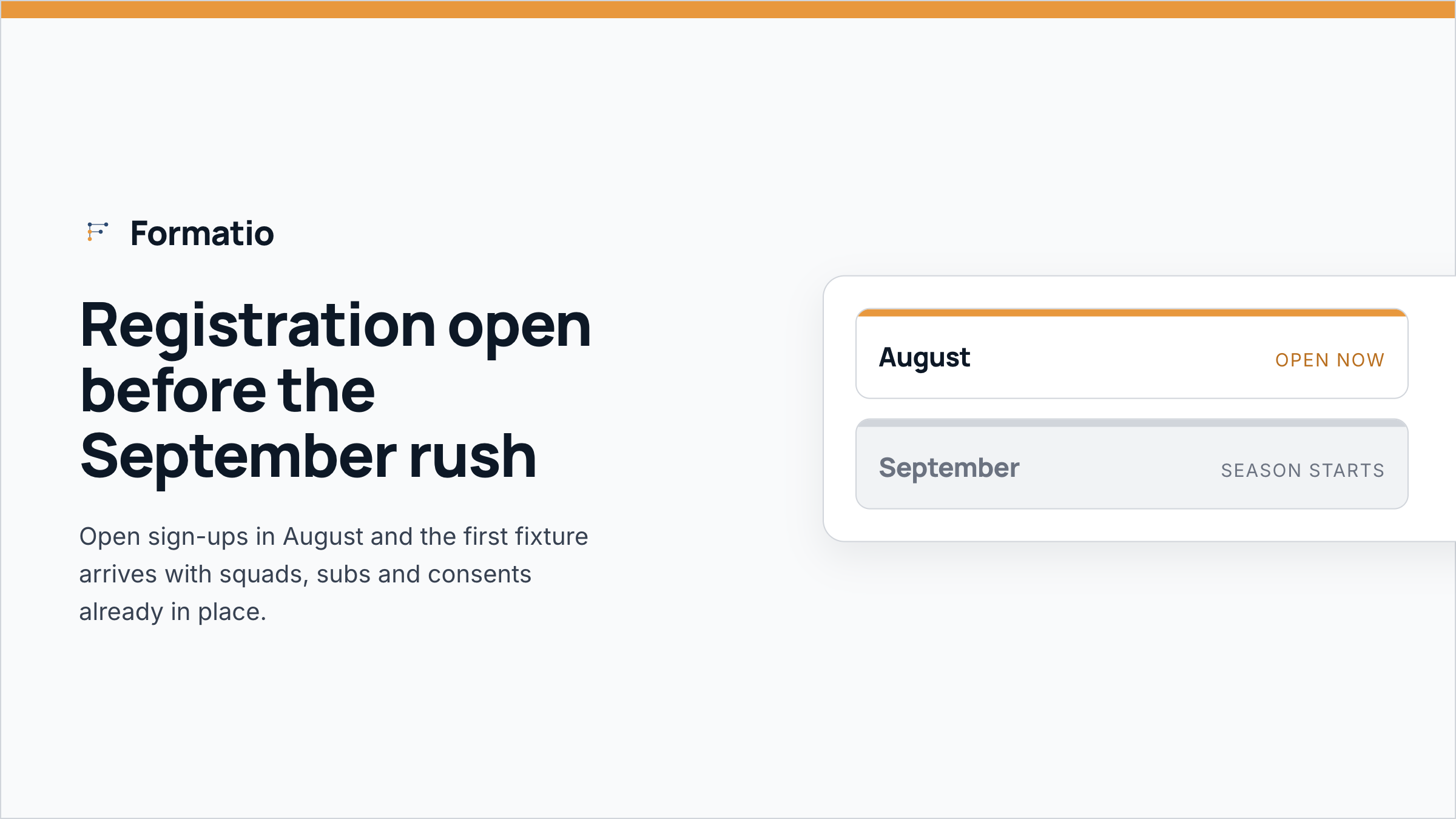 Registration open before the September rush
